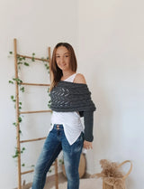 Naisten neulottu talvihuivi kaksoisholkilla, 260 cm pitkä