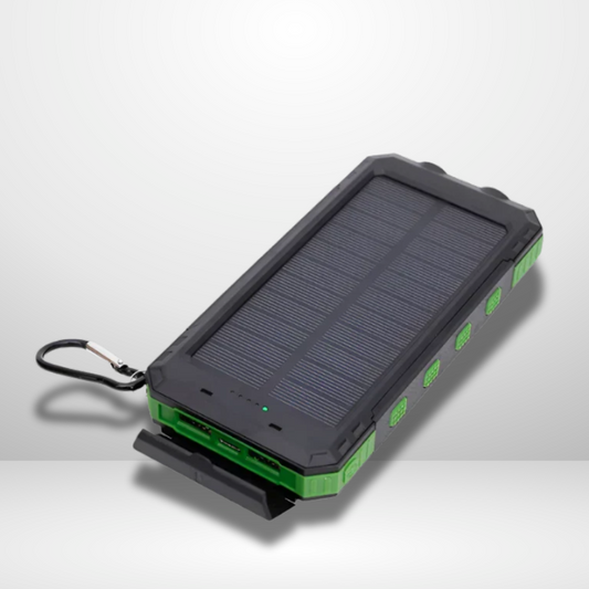 Aurinkokäyttöinen Power Bank LED-taskulampulla