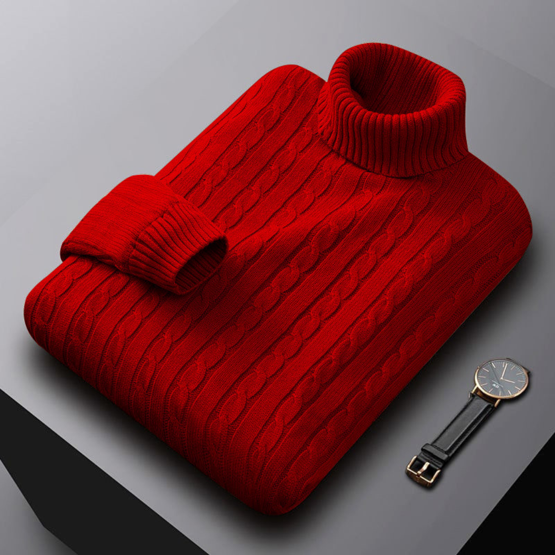 Miesten kasmiripullover poolokauluksella klassinen leikkaus