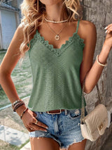 Naisten V-pääntie - pitsinen kesätoppi - ohuilla olkaimilla