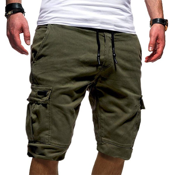 Miesten slim fit cargo shortsit, casual kesätyyli, mustat, vihreät, beige värit