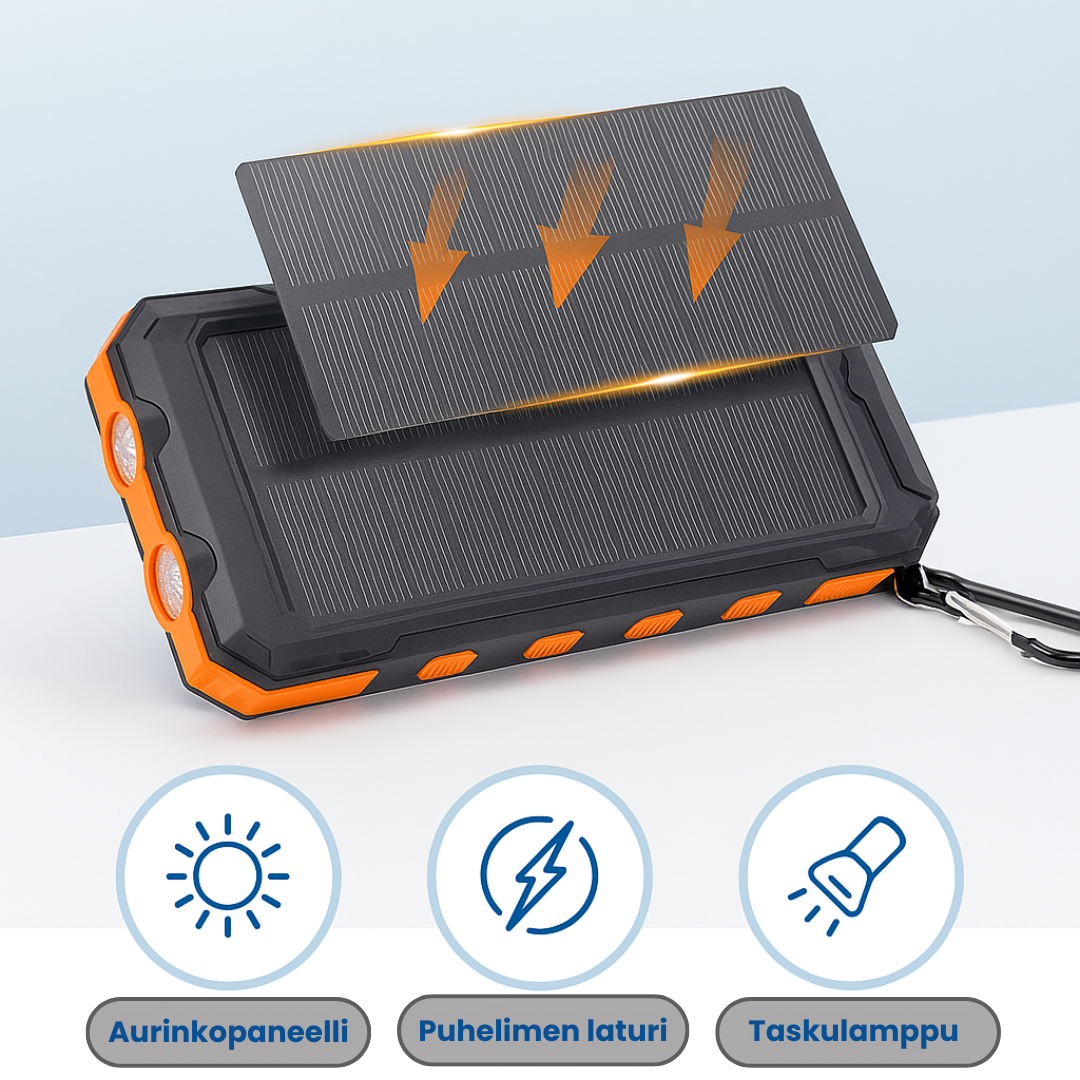 Zonne-energie Powerbank met LED-zaklamp