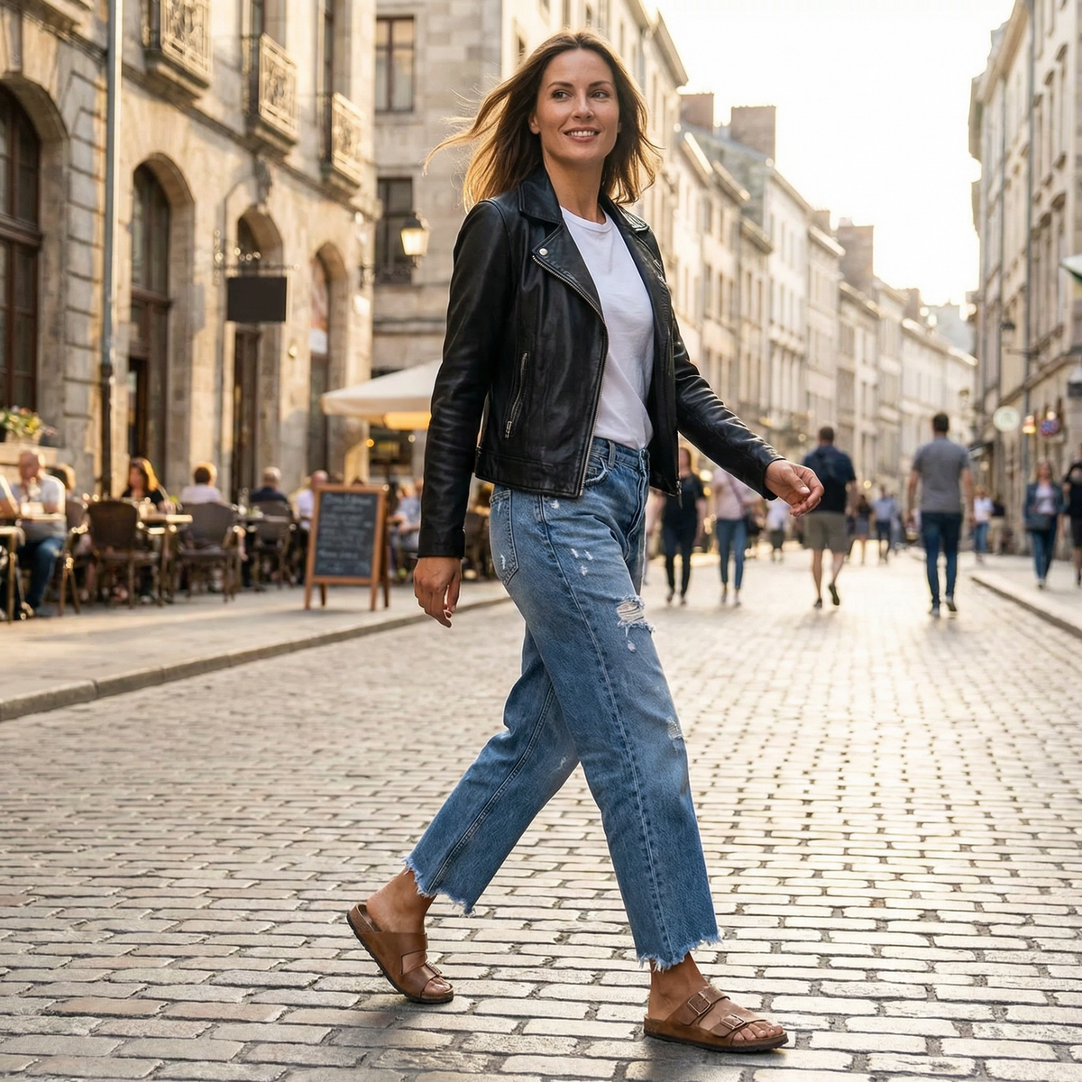 Naisten cropped farkut joustava denim nilkkapituus