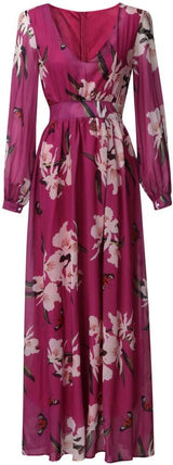 Elegantti maxi-ilta-asu - kukallinen pitkä mekko - kevyt materiaali