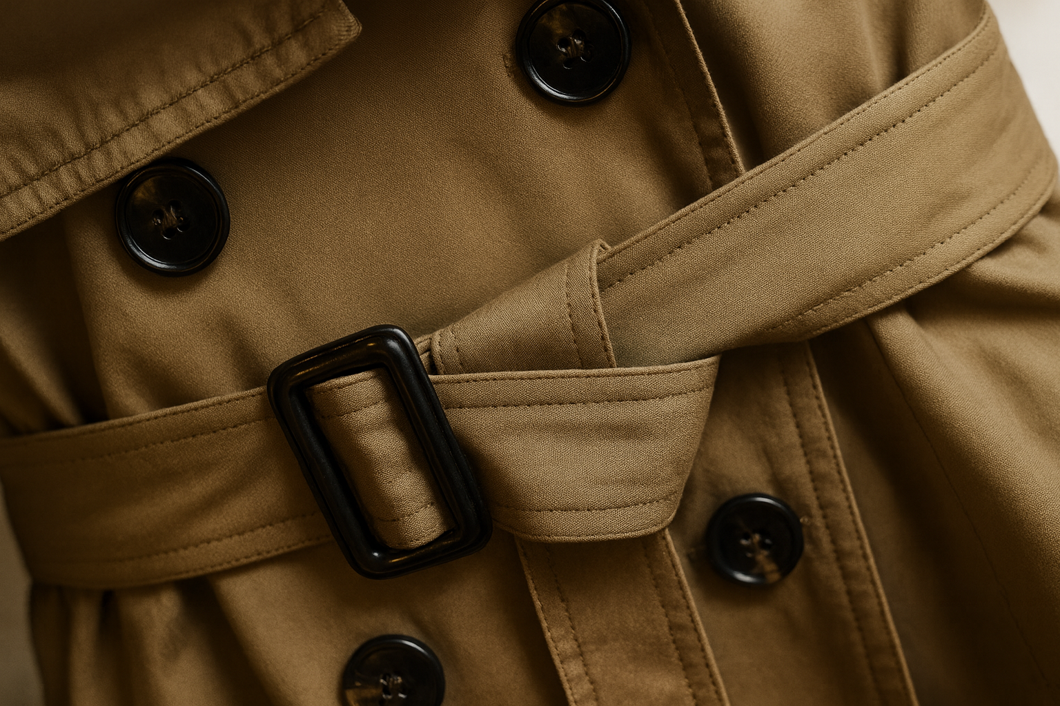 Trenchcoat | Lyhyt Silhouetti, Säädettävä Vyö | Musta, Oliivi