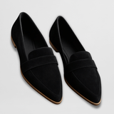 Naisten teräväkärkiset mokkanahka loaferit matalapohjaiset slip-on kengät