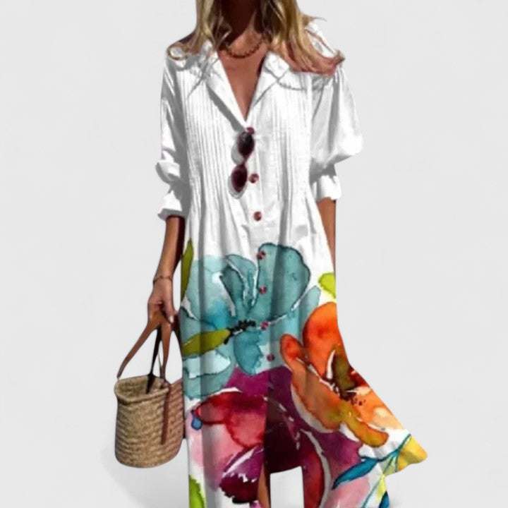 Naisten boho mekko värikäs kuosi rento tyyli