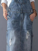 Denim Kausimekko Halkaisulla - Trendikäs & Käytännöllinen-Mekot-EmiyoSuomi