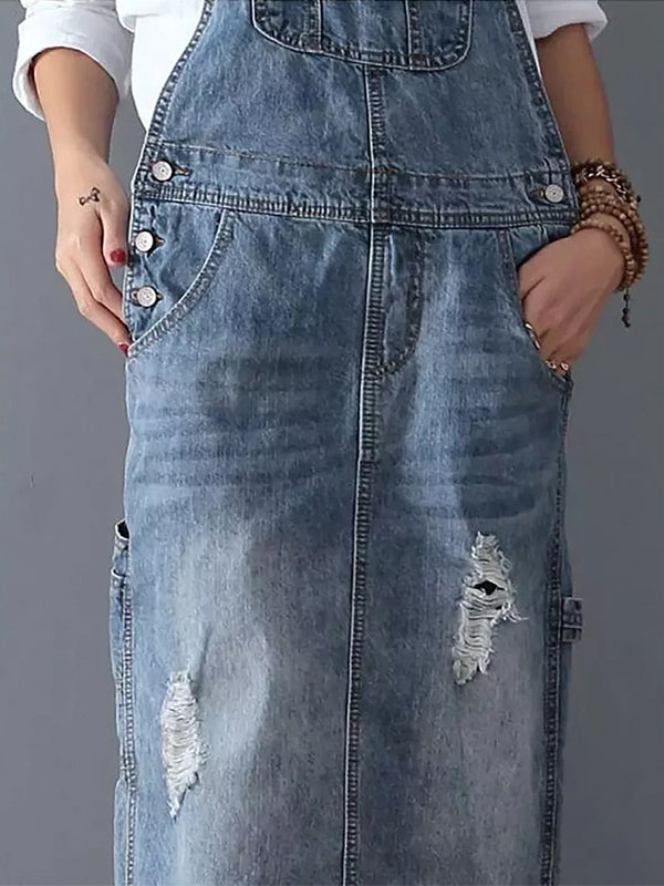 Denim Kausimekko Halkaisulla - Trendikäs & Käytännöllinen-Mekot-EmiyoSuomi