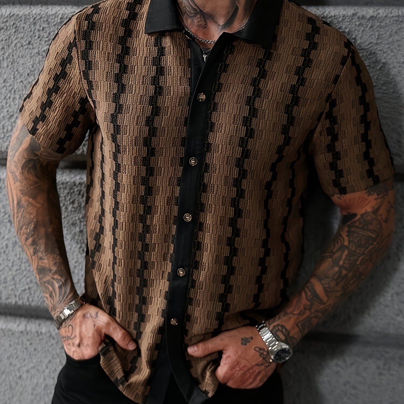 Miesten Puuvilla Casual Paita | Lyhyt Hiha, Retro Printti