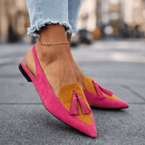 Naisten slingback ballerina teräväkärkiset pehmustettu tasapohja samettinen pinta