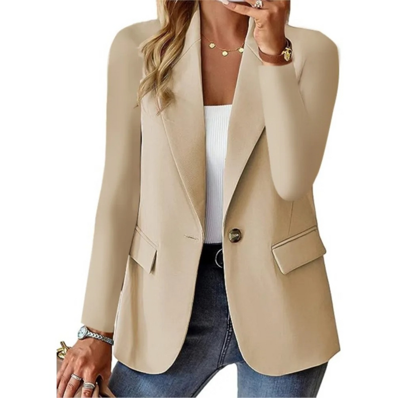 Rento bleiseri pitkillä hihoilla, soljella ja slim-fit taskulla naisille