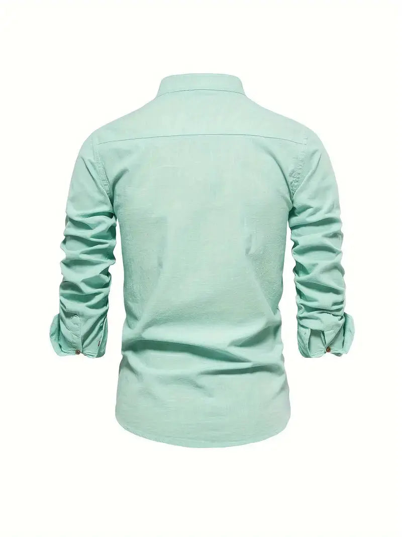 Miesten paita slim fit napitus kaulus, hengittävä casual
