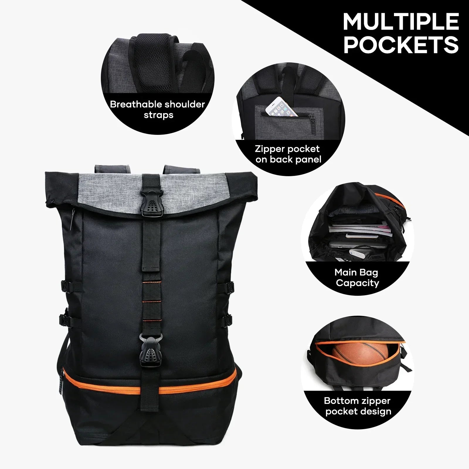 Monitoiminen 35L Reppu Urheiluun ja Matkailuun - SportsPro-***Multifunctionele 35L Rugzak voor Sport en Reizen - SportsPro-EmiyoSuomi