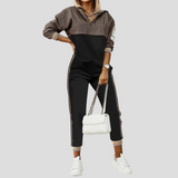 Naisten jumpsuitin sarja | Vetoketjullinen takki ja housut | Polyesterisekoitus