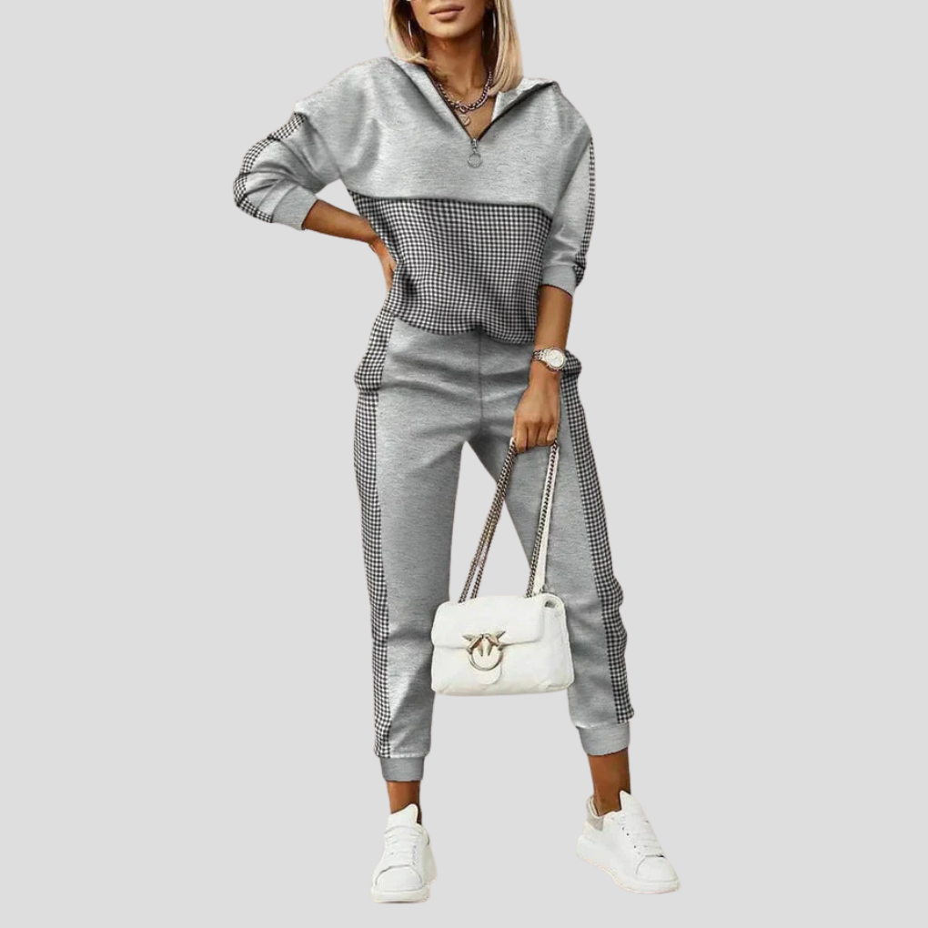 Naisten jumpsuitin sarja | Vetoketjullinen takki ja housut | Polyesterisekoitus