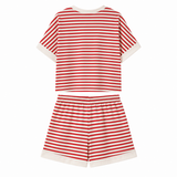 Gestreepte dameset | T-shirt, short | 2-delig