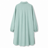 Damen Hemdblusenkleid - Baumwolle Leinen - Lange Ärmel
