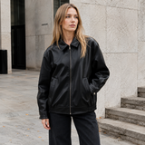 Dames Leren Jas – Oversized Model – Heuplengte – Ritssluiting