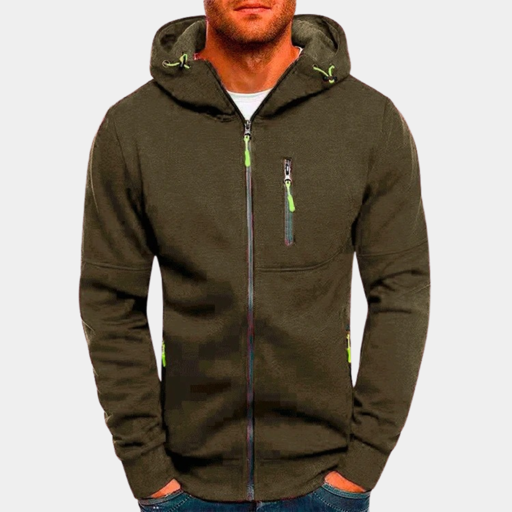 Miesten hoodie | Vetoketjulla, rentoileva istuvuus | Harmaa
