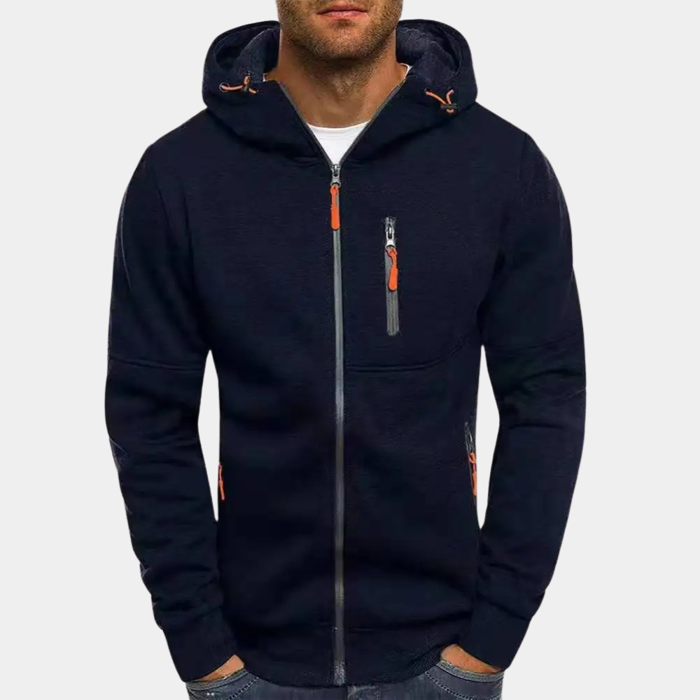 Miesten hoodie | Vetoketjulla, rentoileva istuvuus | Harmaa