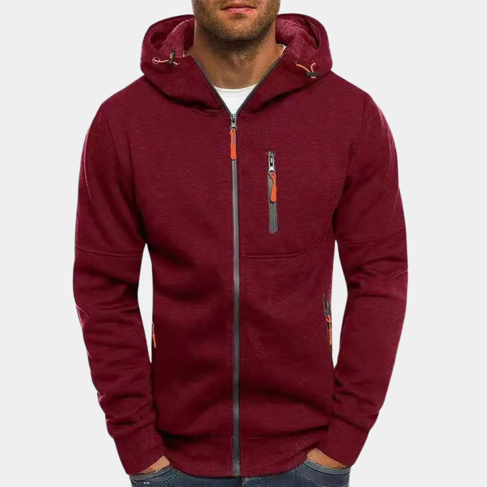 Miesten hoodie | Vetoketjulla, rentoileva istuvuus | Harmaa
