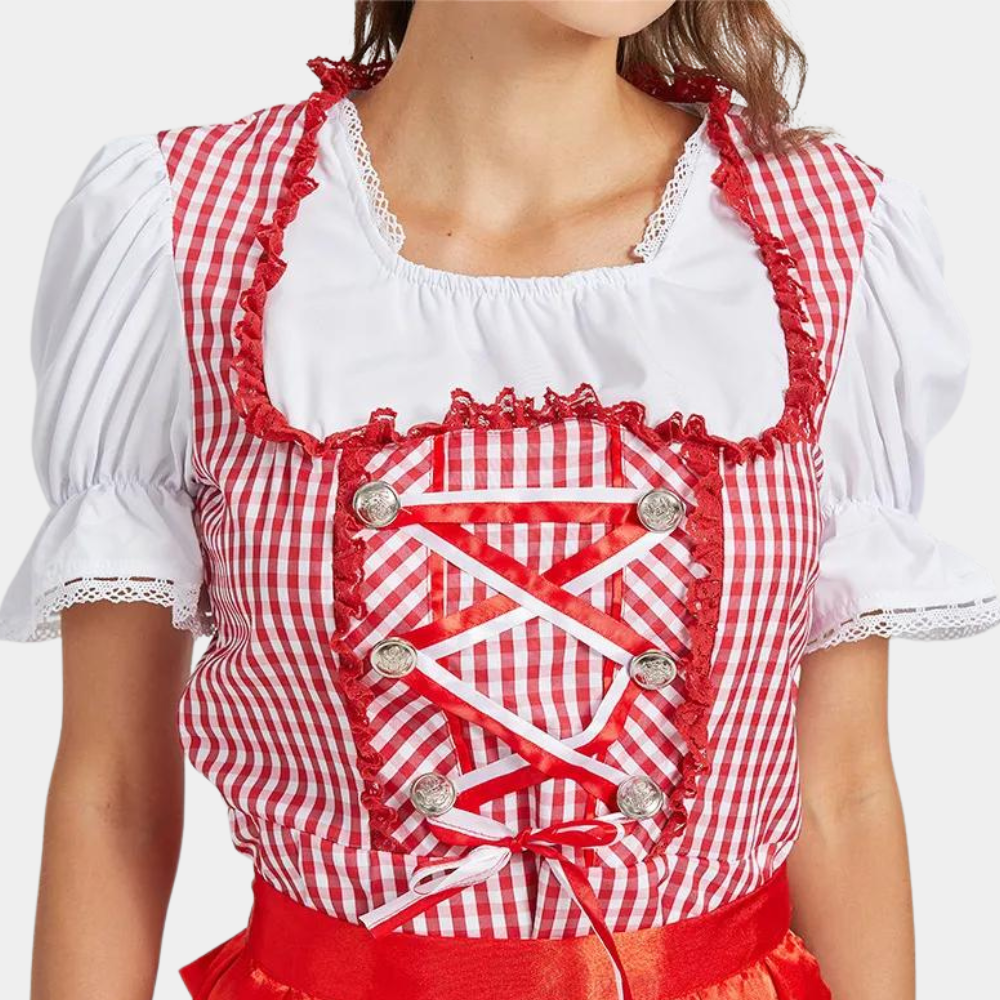 Naisten Dirndl Mekko - Elegantti Punainen - Korkealaatuinen Materiaali - Oktoberfest Trachten