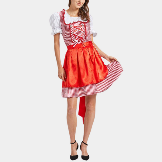 Naisten Dirndl Mekko - Elegantti Punainen - Korkealaatuinen Materiaali - Oktoberfest Trachten