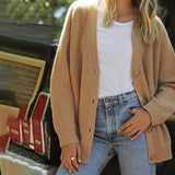 Naisten kaschmir cardigan oversized väljä istuvuus
