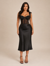Iris | Corset Top | Naisten Mesh Bustier | Musta, Silkkiintuottava