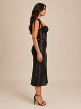 Iris | Corset Top | Naisten Mesh Bustier | Musta, Silkkiintuottava
