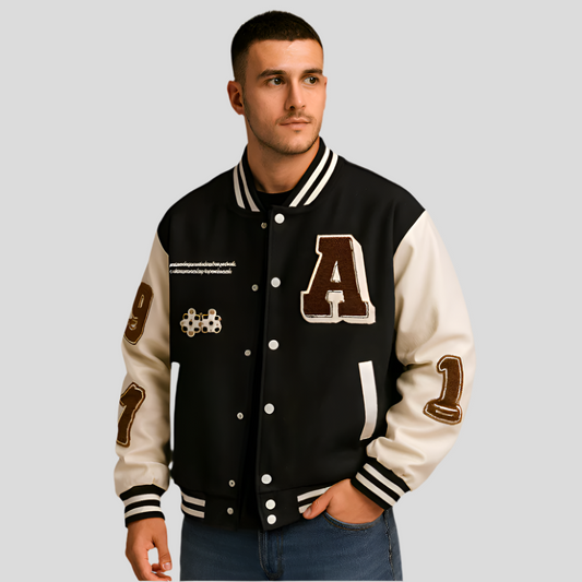 Herre bomber baseballjakke - farveblok-design - stilfuld og alsidig