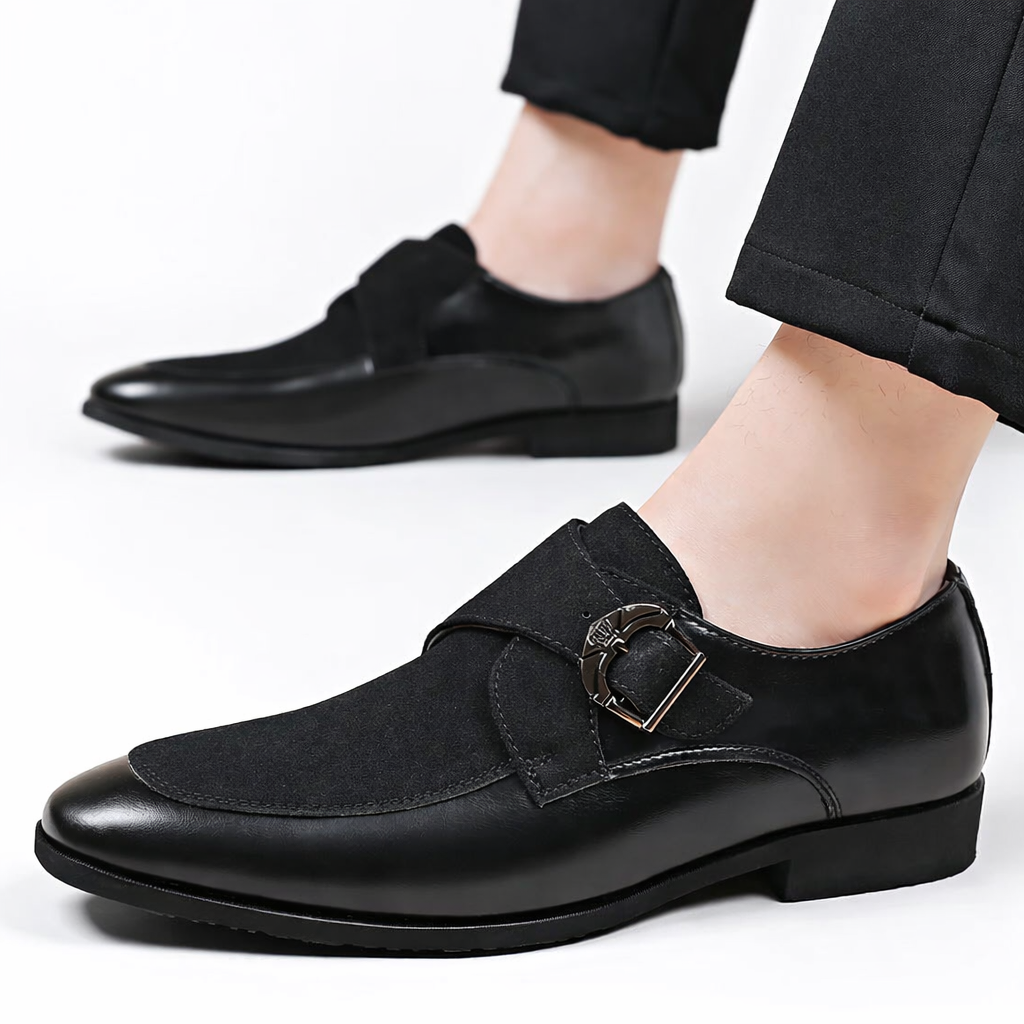Miesten mokkanahka monk strap pukukengät solkikiinnityksellä kaksivärinenä
