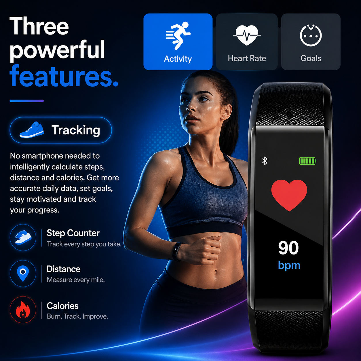 Smartwatch senioureille terveystoiminnoilla | Fitness Tracker Watch suurella näytöllä | HerzWacht