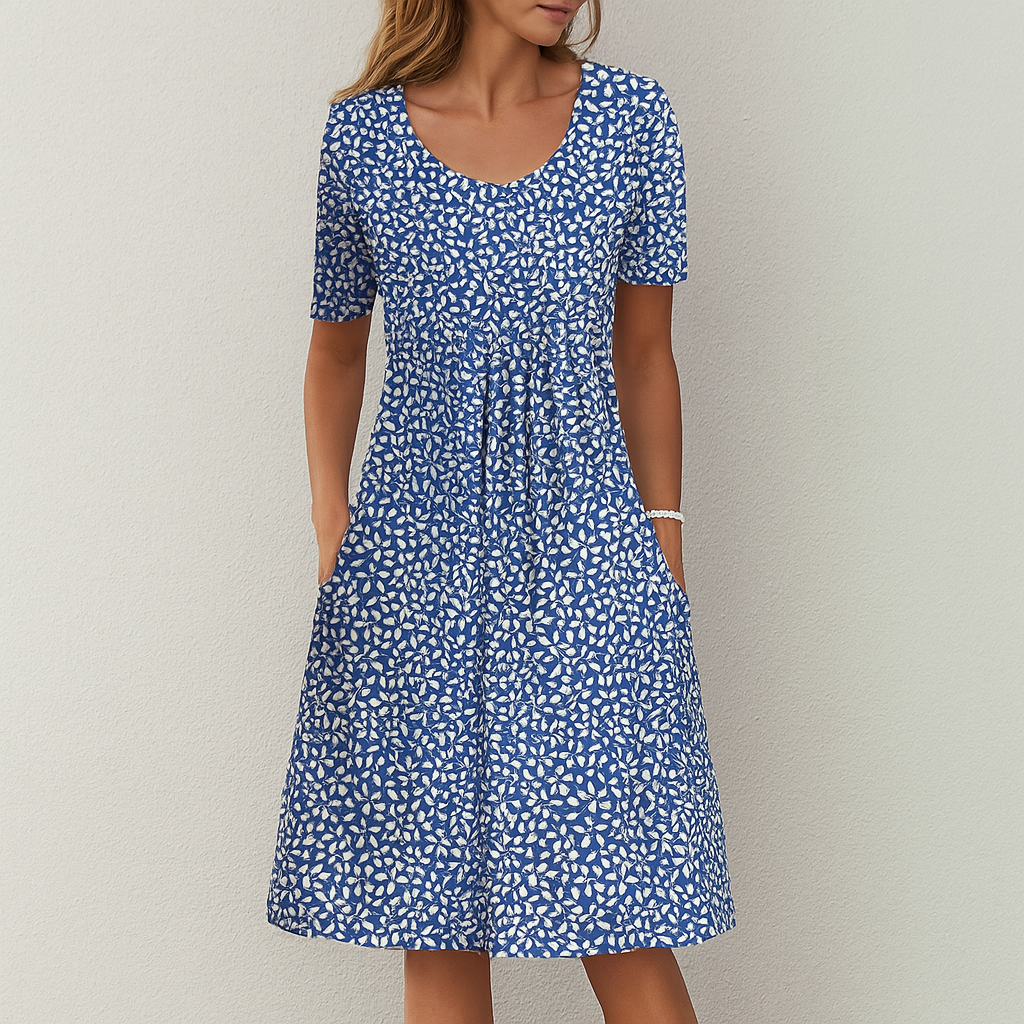 Blauw met bloemen / 3XL