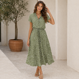 Polka Dot -mekko | Midi-tyyli, lyhyet hihat | Trendikäs