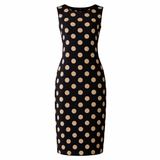 Naisten Polka Dot Pitkä Mekko | Vatsanmuotoilija, Virtaava | Musta