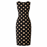Naisten Polka Dot Pitkä Mekko | Vatsanmuotoilija, Virtaava | Musta