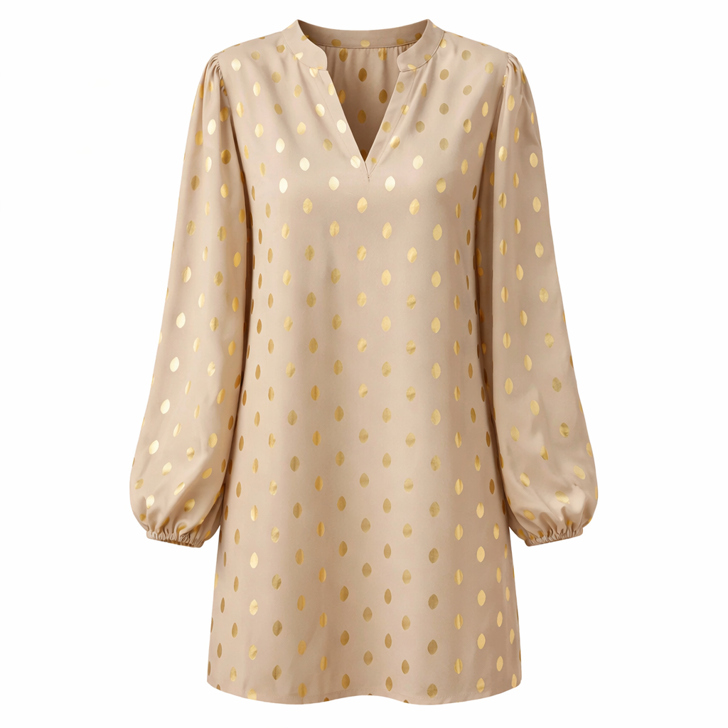 Polka Dot -mekko | Naiset, Kulta, Mini | Elegantti tyyli