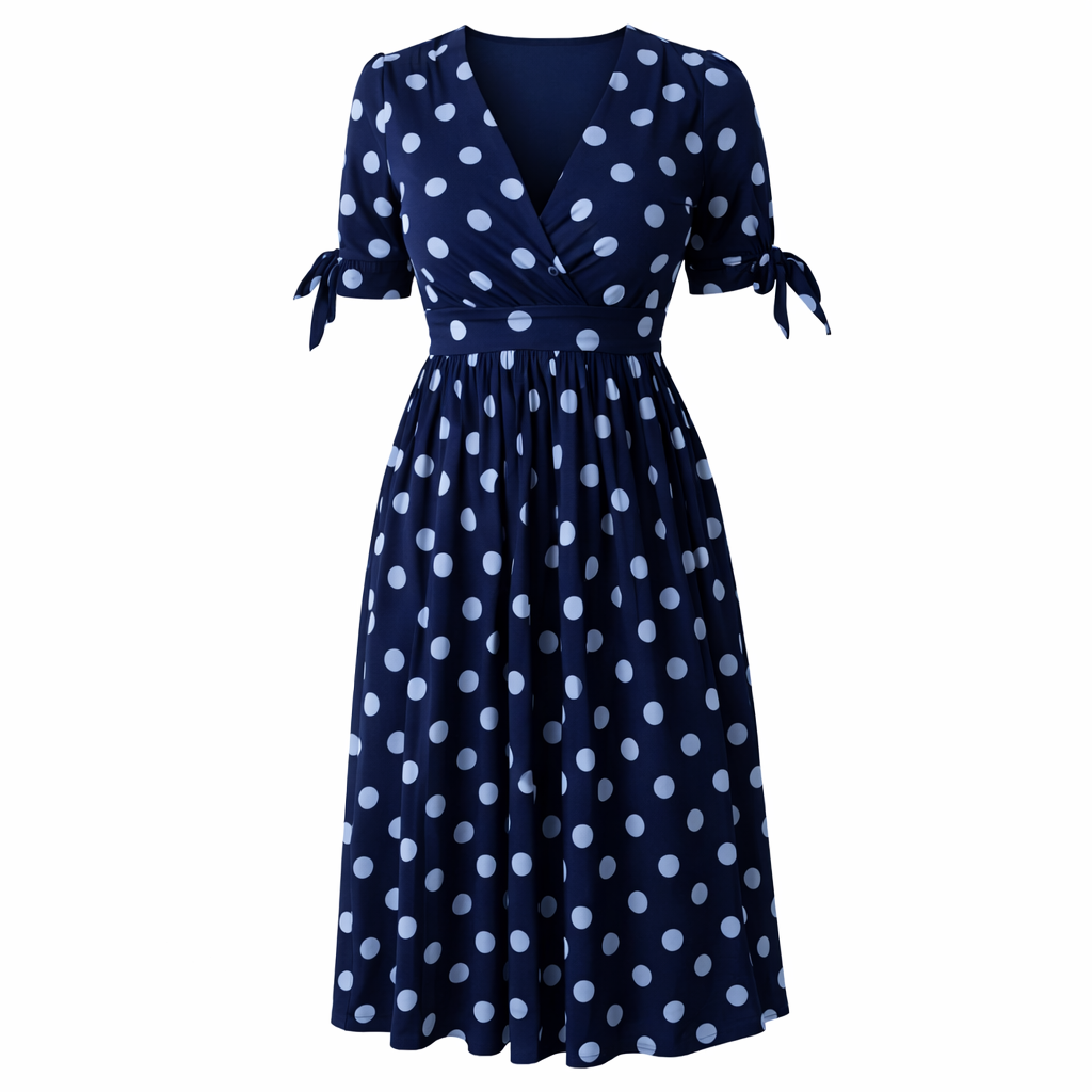 Polka Dot Mekko | Naiset, V-Kaula | Napilliset Etupuoli