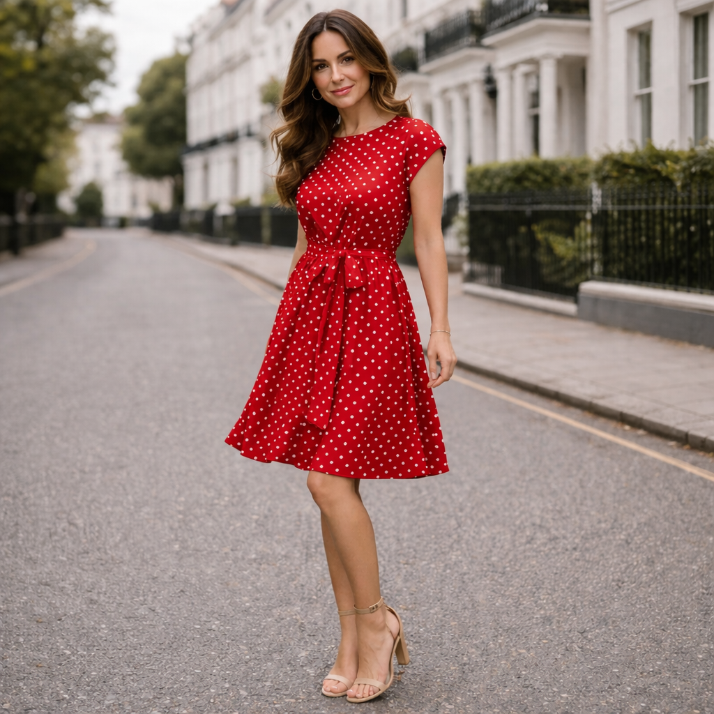Polka Dot -mekko | Naisille, klassinen tyyli | Mukava istuvuus
