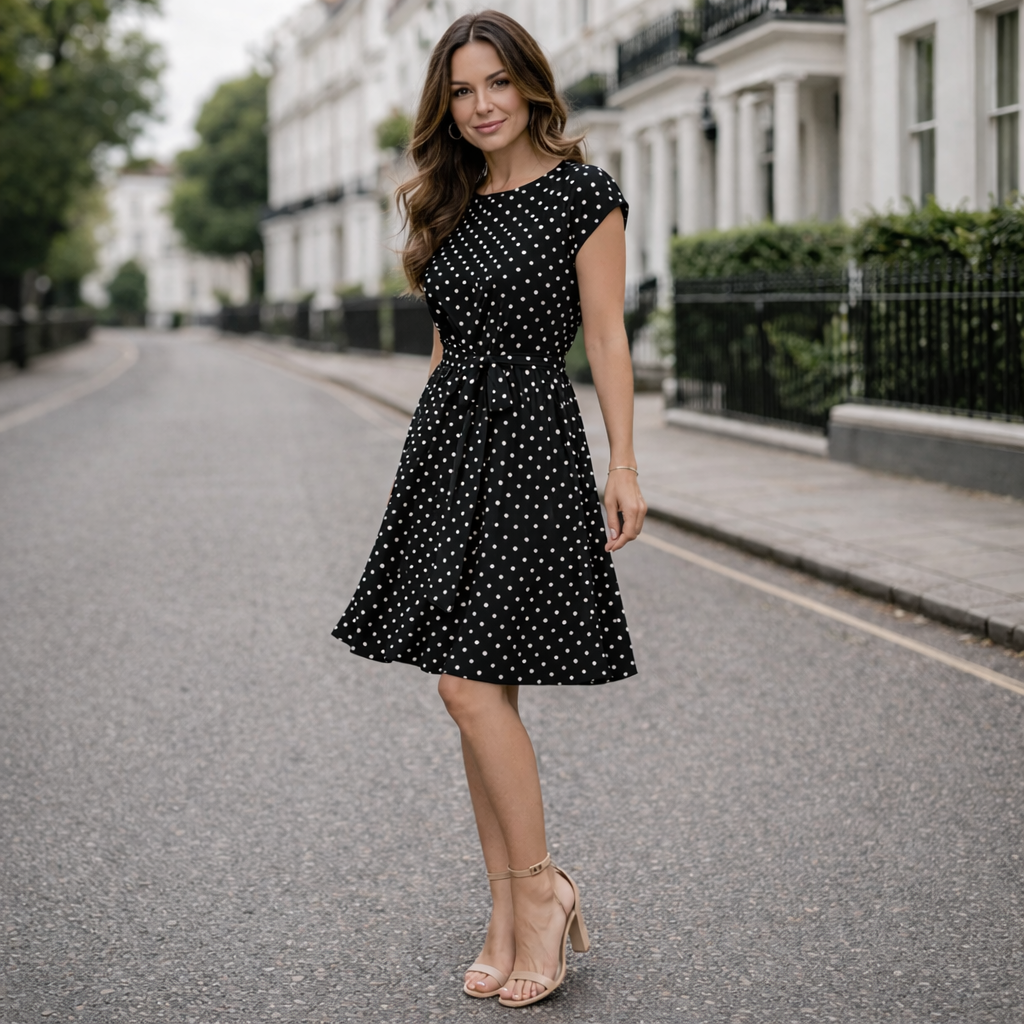 Polka Dot -mekko | Naisille, klassinen tyyli | Mukava istuvuus
