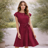 Polka Dot Mekko | Kaunis Solmittu Vyötärö | Naisten Mekko