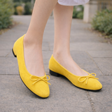 Women's Suede Ballet Flats with Bow Detail