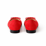 Women's Suede Ballet Flats with Bow Detail