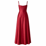 Maxi-mekko | Elegantti silkki | Korkea halkio, pitkä iltatakki