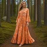 Boho maksimekko | Naisten tyylikäs naisellinen malli | Kesäiseen juhlapukeutumiseen