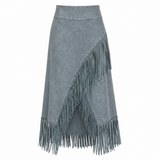 A-Line Maxi Fringe Hame | Harmaa | Bohemialainen Eleganssi