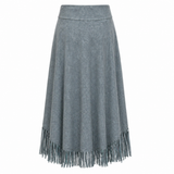 A-Line Maxi Fringe Hame | Harmaa | Bohemialainen Eleganssi