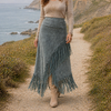 A-Line Maxi Fringe Hame Harmaa Bohemialainen Eleganssi